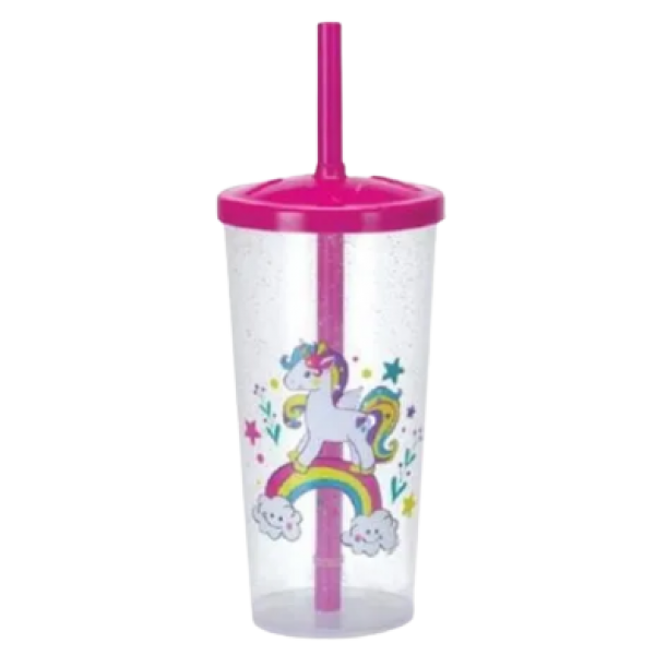 COPO 600 ML C/CANUDO UNICORNIO REF: 9796