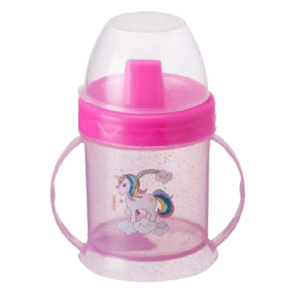 COPO INFANTIL 220 ML UNICORNIO C/ALÇA E TAMPA REF: 470139