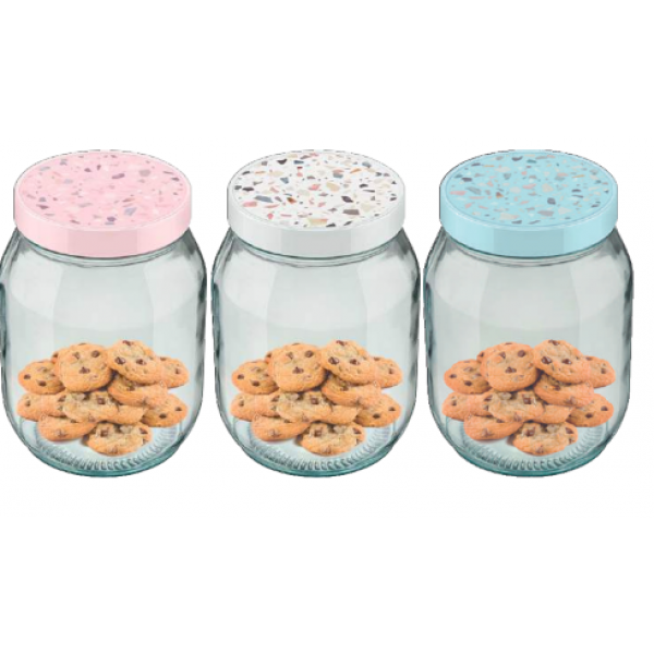 POTE VIDRO REDONDO 1,3 L C/ TAMPA DECORADA REF:8511